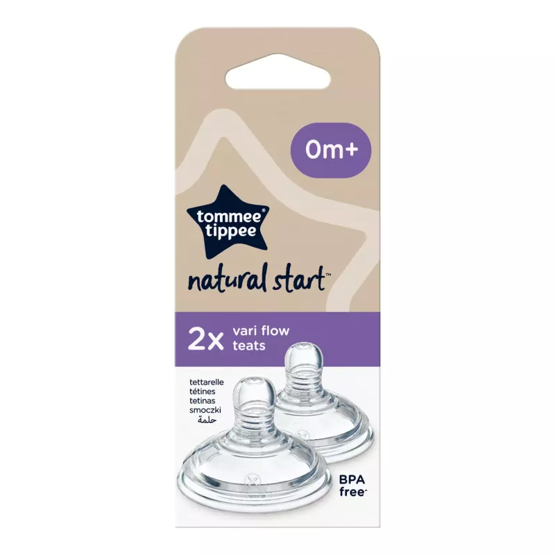 Lot de 2 tétines Natural Start - débit variable - Tommee Tippee