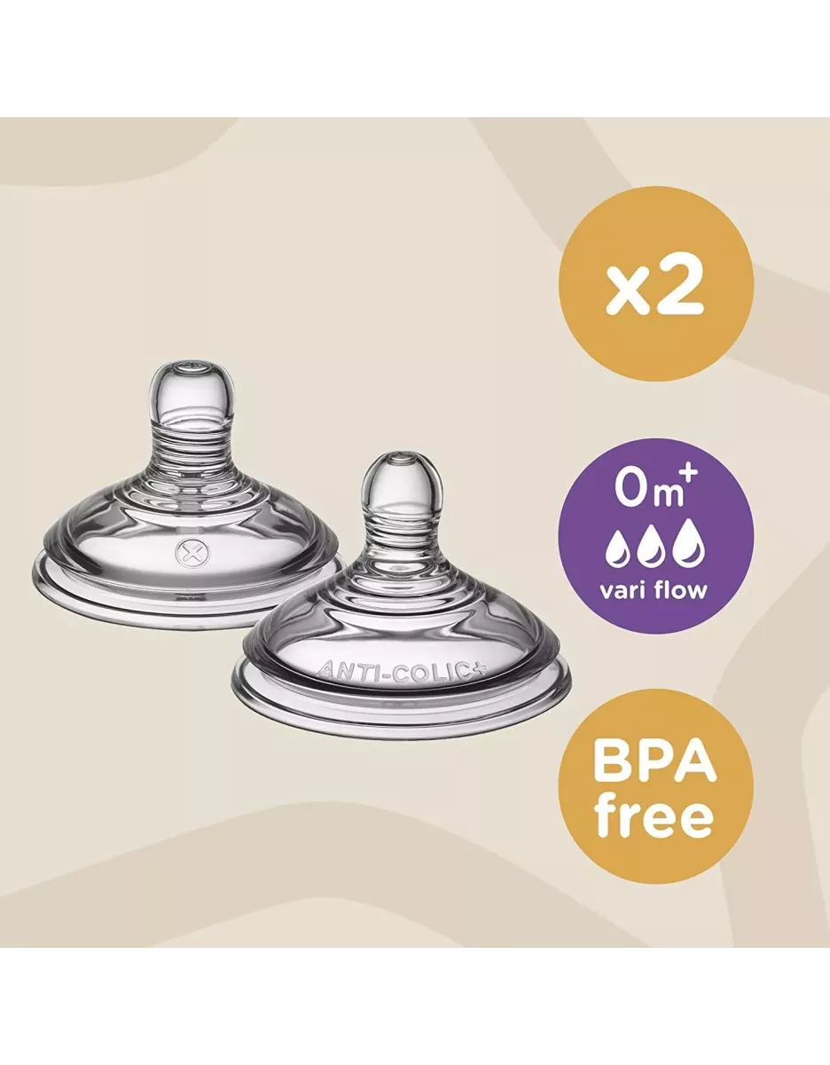 Lot de 2 tétines Natural Start - débit variable - Tommee Tippee