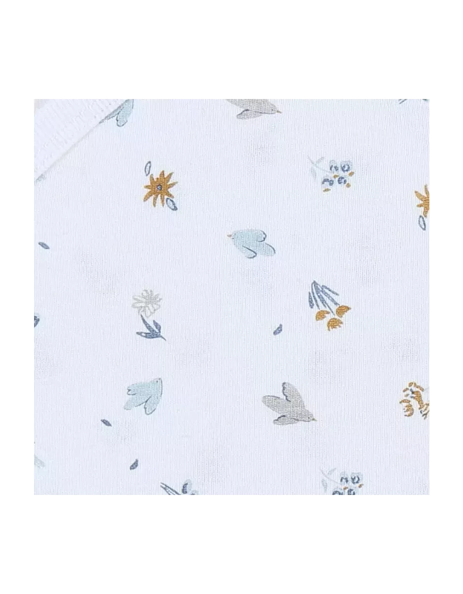 Lot de 2 bodies bébé manches longues jersey - petit oiseau et fleurs - Noukie's