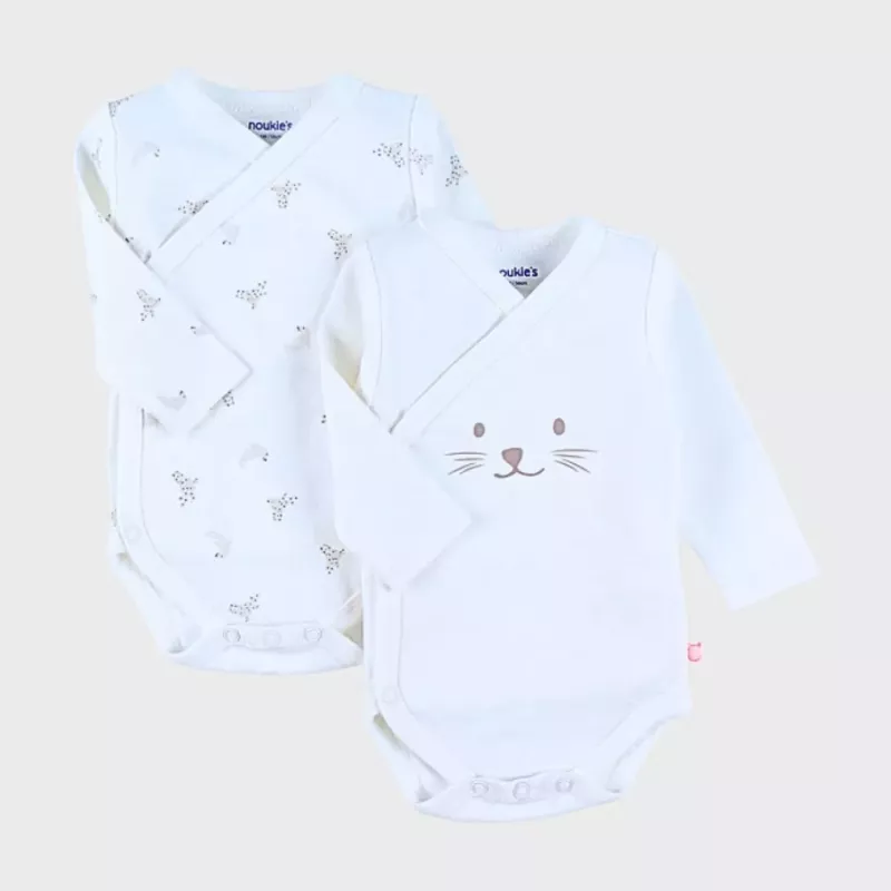 Lot de 2 bodies bébé manches longues jersey - phoques - Noukie's