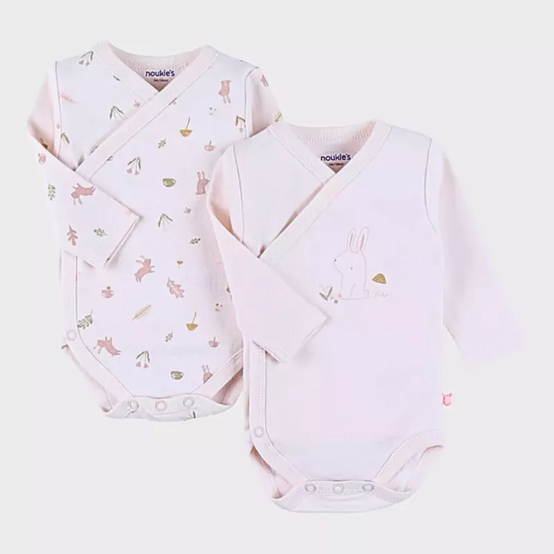 Lot de 2 bodies bébé manches longues jersey - lapin - Noukie's Lot de 2 bodies bébé manches longues jersey - lapin - Noukie's