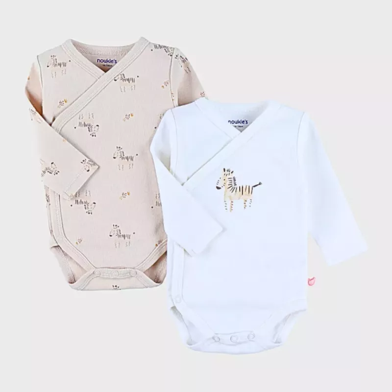 Lot de 2 bodies bébé manches longues jersey - zèbres - Noukie's
