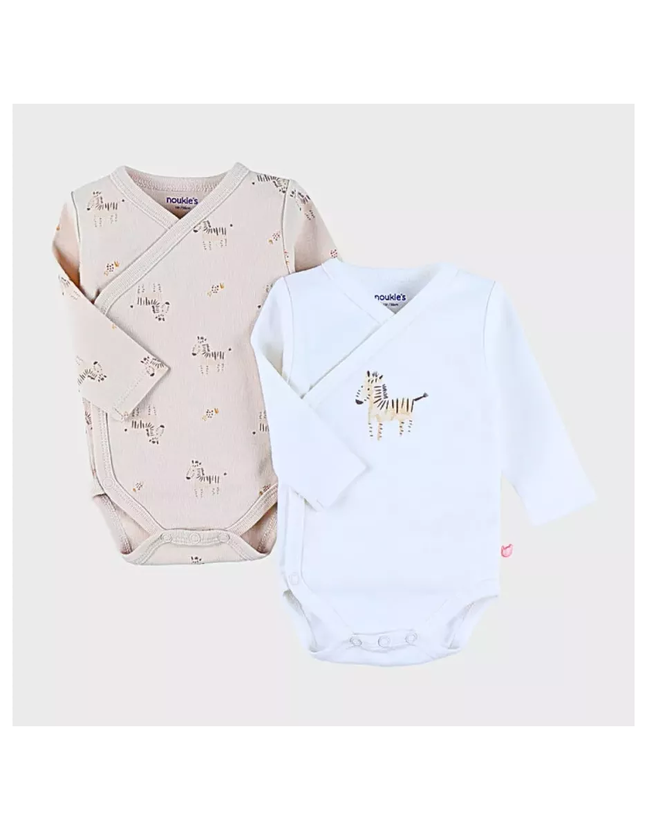 Lot de 2 bodies bébé manches longues jersey - zèbres - Noukie's