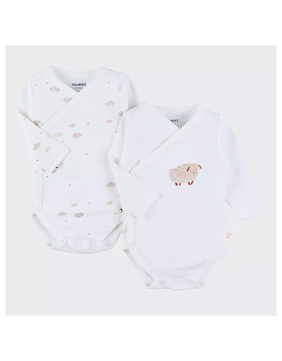 Lot de 2 bodies bébé manches longues jersey - mouton et nuages - Noukie's