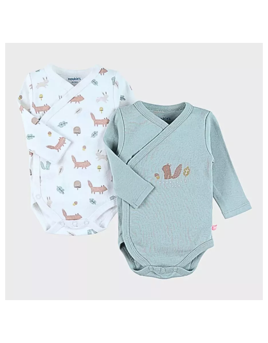 Lot de 2 bodies bébé manches longues jersey - fôret - Noukie's