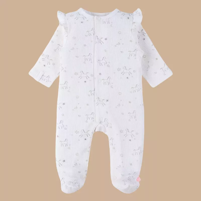 Pyjama bébé jersey gaufré - volants poneys - Noukie's