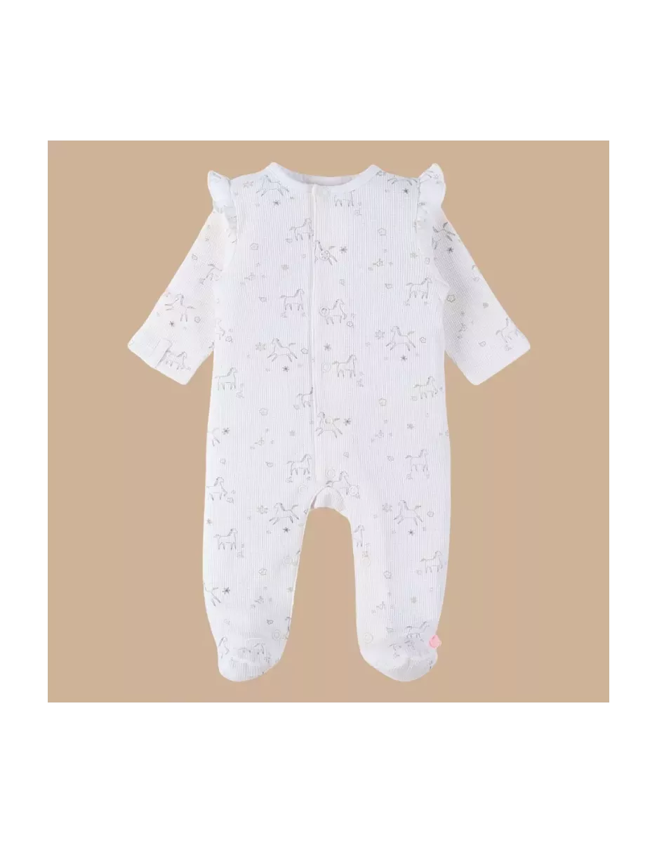 Pyjama bébé jersey gaufré - volants poneys - Noukie's