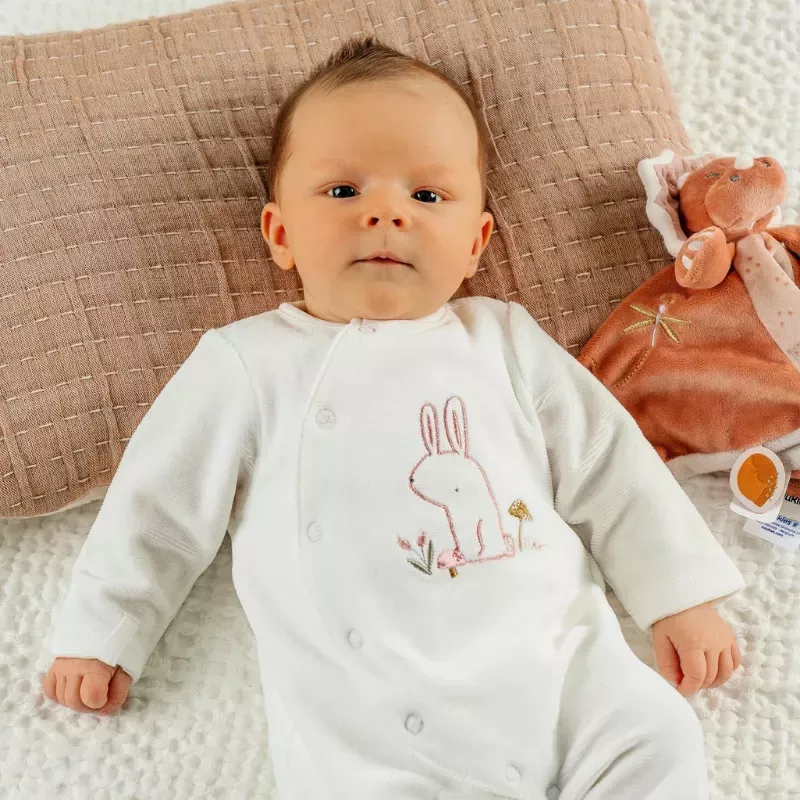Pyjama bébé velours - lapin blanc - Noukie's
