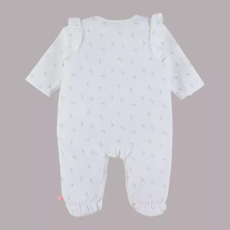 Pyjama bébé velours - volants petites fleurs - Noukie's