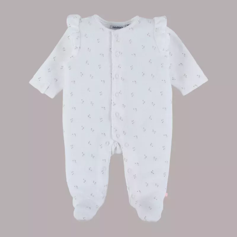 Pyjama bébé velours - volants petites fleurs - Noukie's