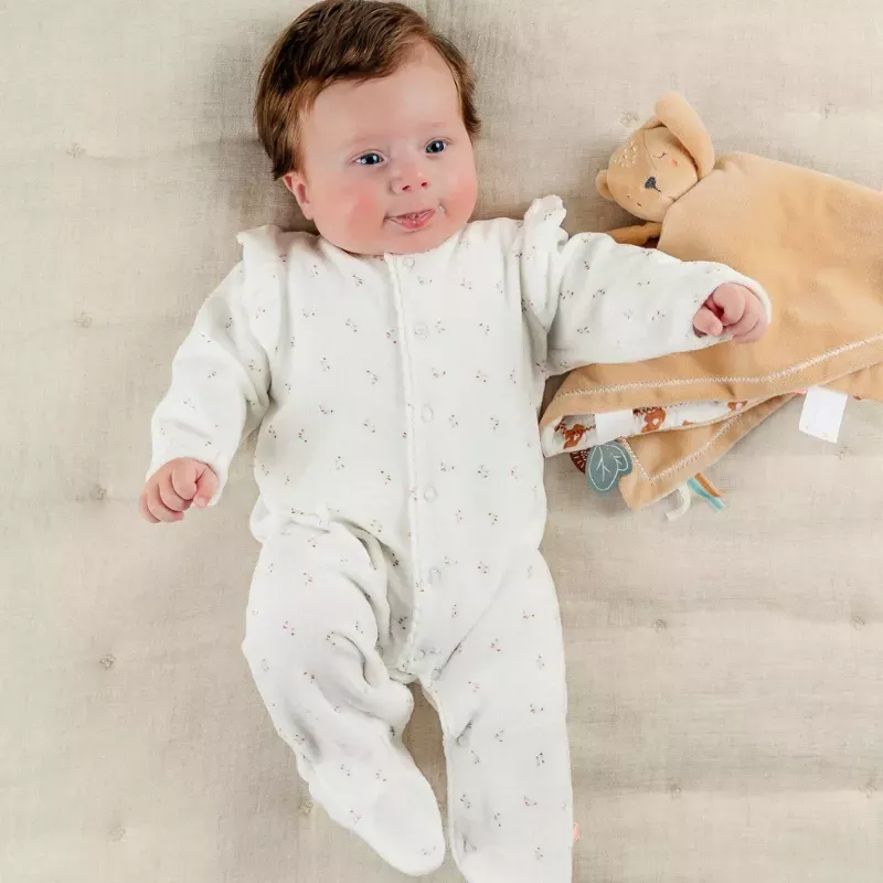 Pyjama bébé velours - volants petites fleurs - Noukie's
