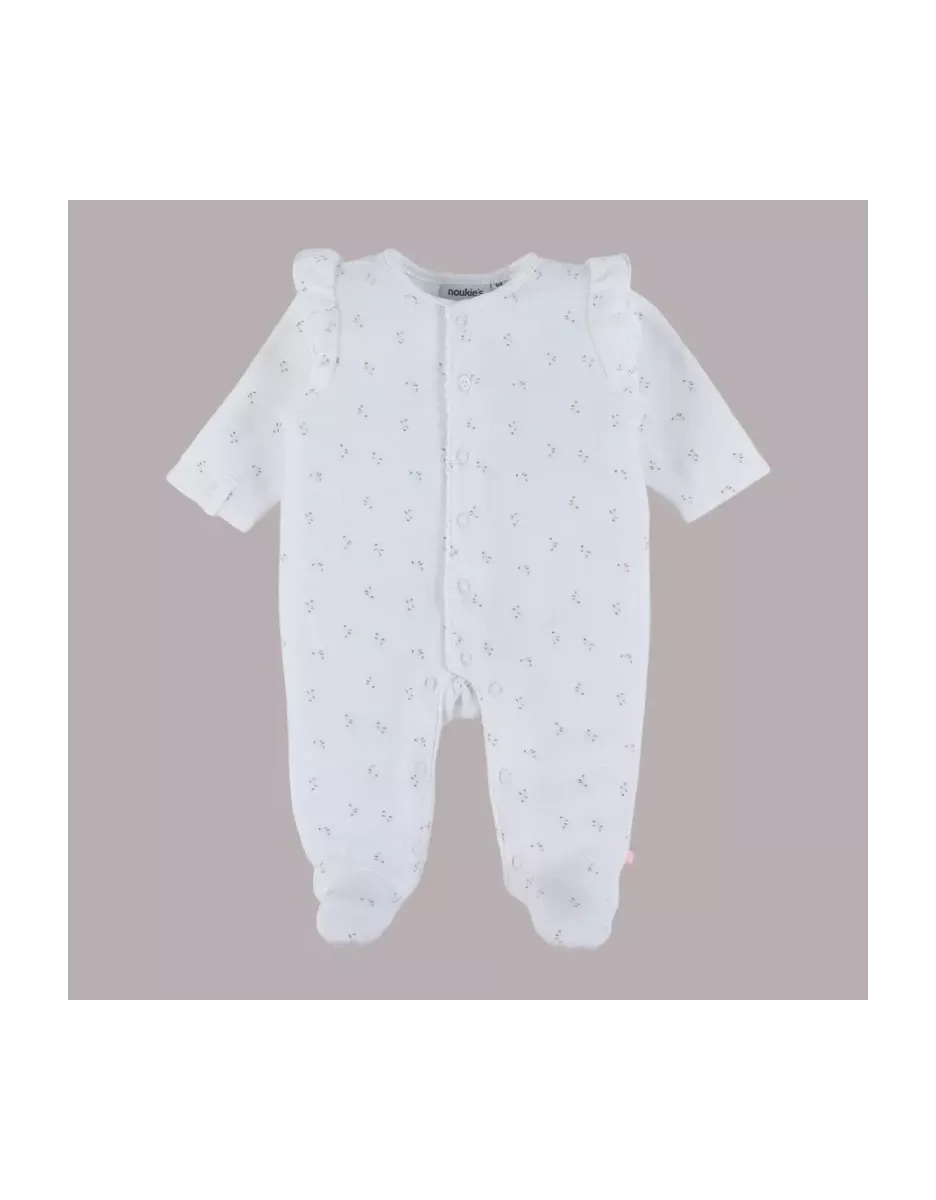 Pyjama bébé velours - volants petites fleurs - Noukie's