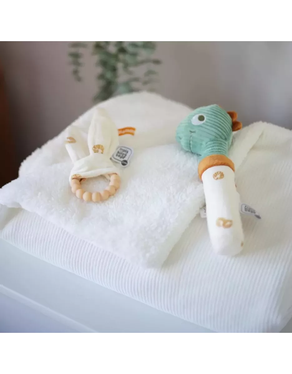 Couverture bébé bi-matière velours côtelé et sherpa - Blanc - Trois Kilos Sept