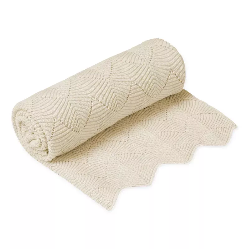 Couverture bébé en tricot à festons bio - Natural - Cam Cam Copenhagen