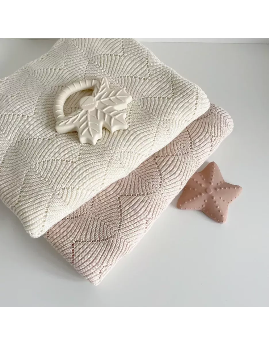 Couverture bébé en tricot à festons bio - Natural - Cam Cam Copenhagen