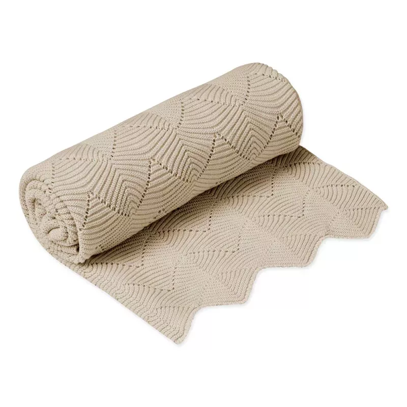 Couverture bébé en tricot à festons bio - Almond - Cam Cam Copenhagen