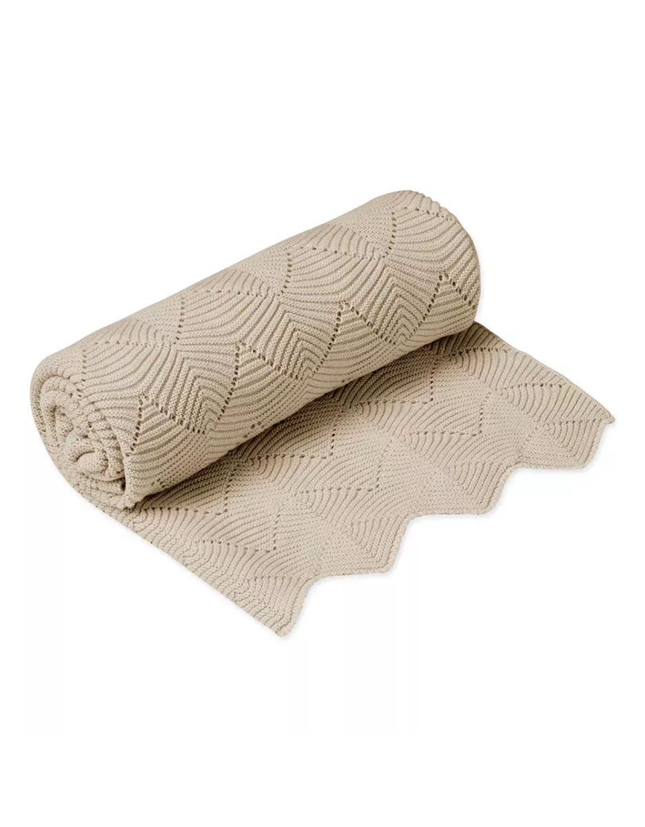 Couverture bébé en tricot à festons bio - Almond - Cam Cam Copenhagen