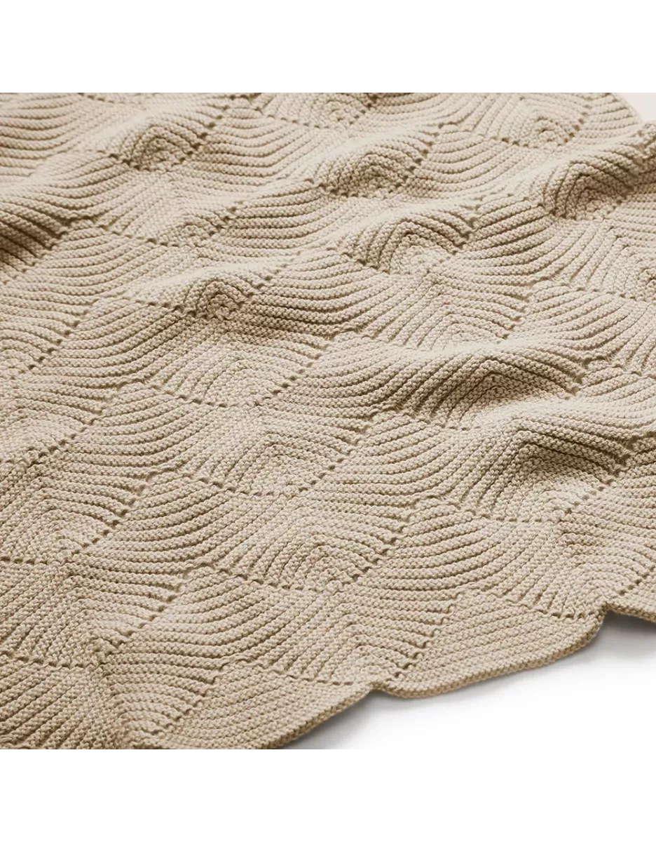Couverture bébé en tricot à festons bio - Almond - Cam Cam Copenhagen
