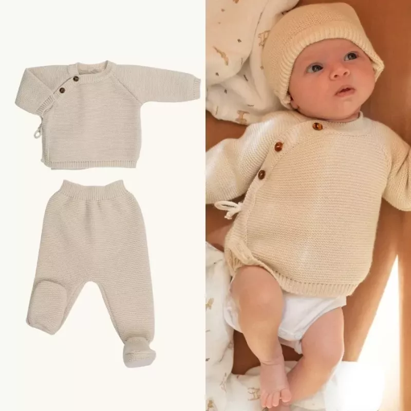Ensemble brassière et pantalon maille tricot - Sable - Trois Kilos Sept