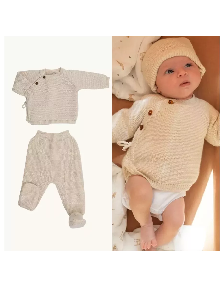 Ensemble brassière et pantalon maille tricot - Sable - Trois Kilos Sept