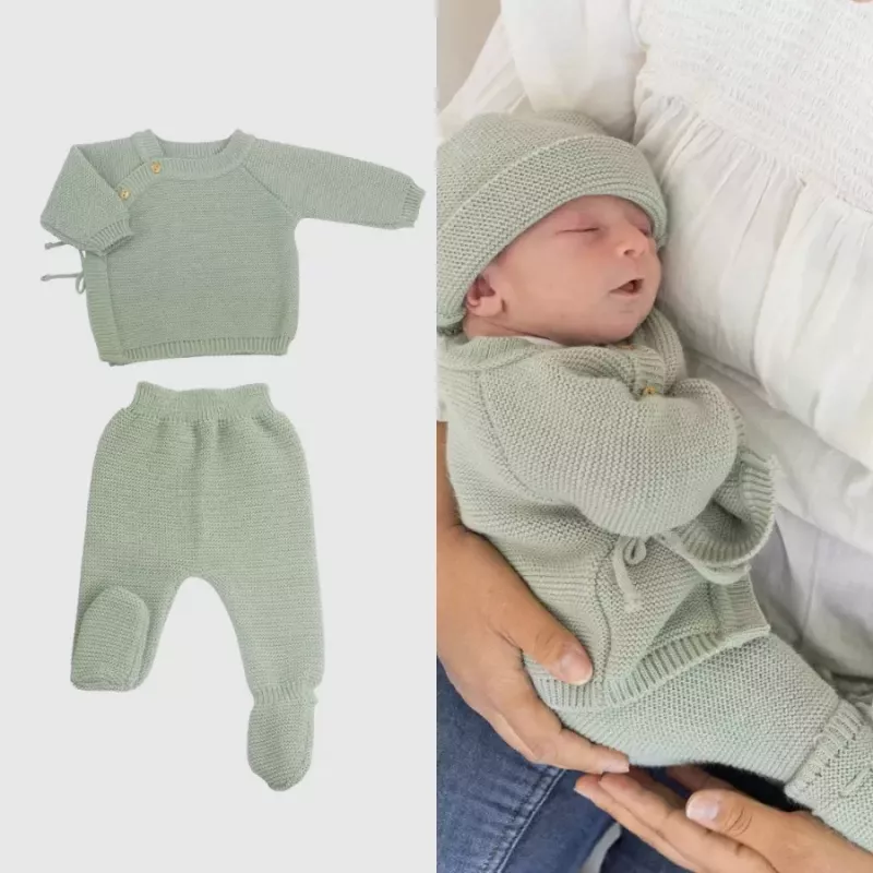 Ensemble brassière et pantalon maille tricot - Vert Olive - Trois Kilos Sept