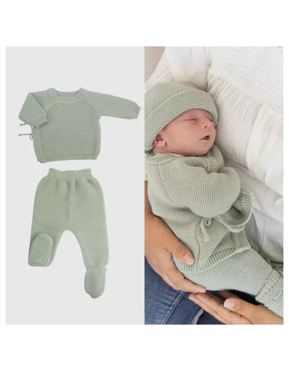 Ensemble brassière et pantalon maille tricot - Vert Olive - Trois Kilos Sept