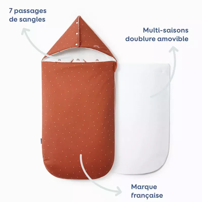 Nid d'ange réversible bébé 4 saisons - Terracotta coeur - Les Petites Billes