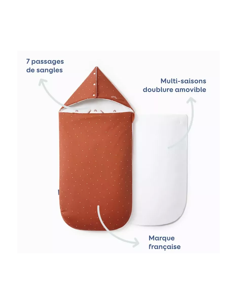 Nid d'ange réversible bébé 4 saisons - Terracotta coeur - Les Petites Billes