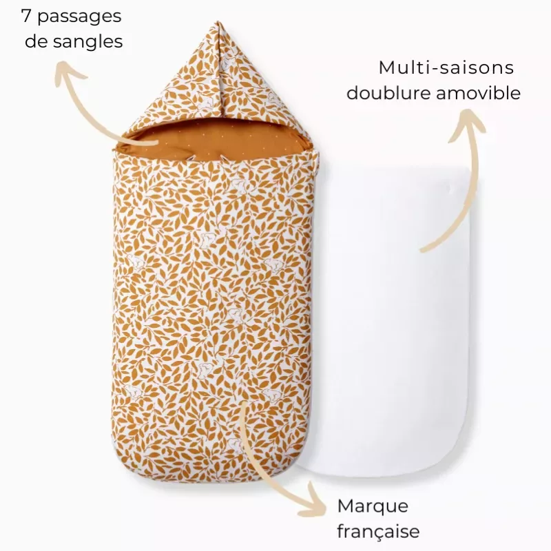 Nid d'ange réversible bébé 4 saisons - Ourson - Les Petites Billes