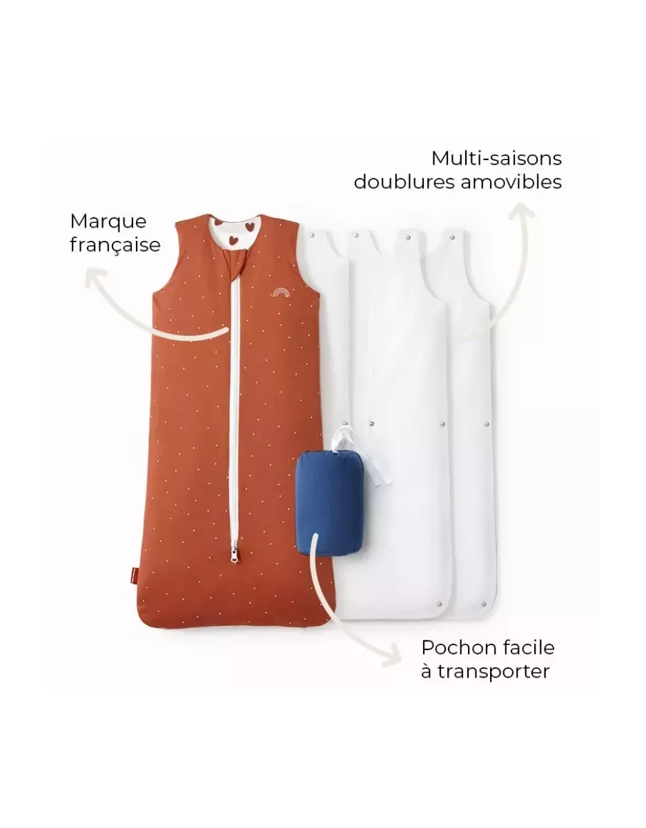 Gigoteuse réversible et évolutive bébé 4 saisons - Terracotta coeur - Les Petites Billes