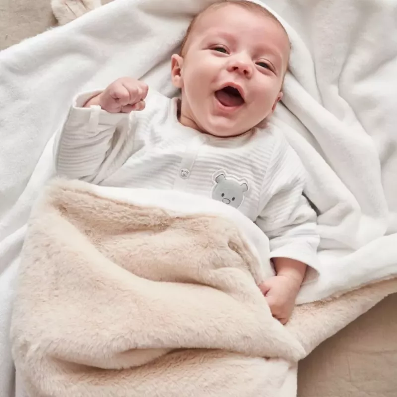 Couverture bébé en fausse fourrure Groloudoux® 75x100 cm - Sable - Noukie's