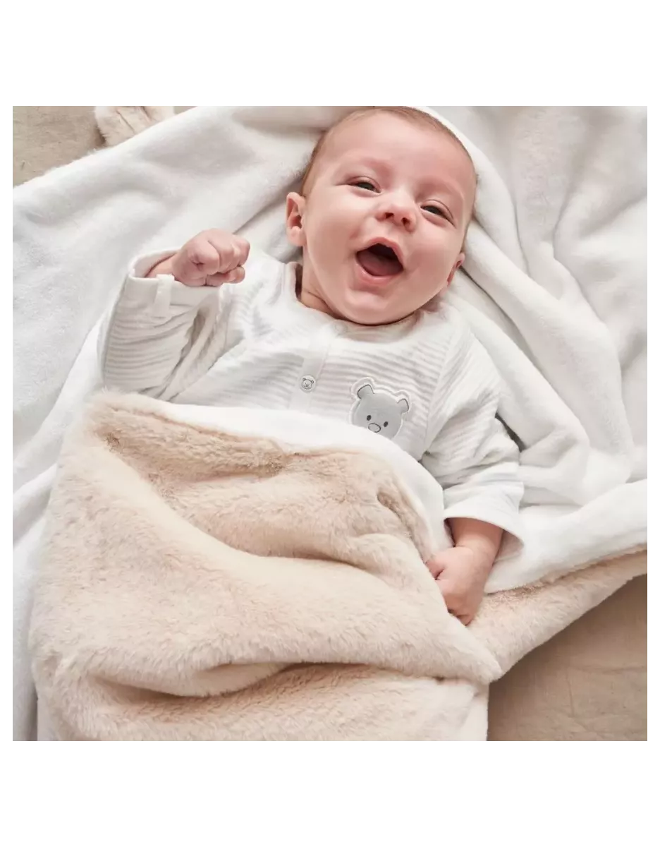 Couverture bébé en fausse fourrure Groloudoux® 75x100 cm - Sable - Noukie's
