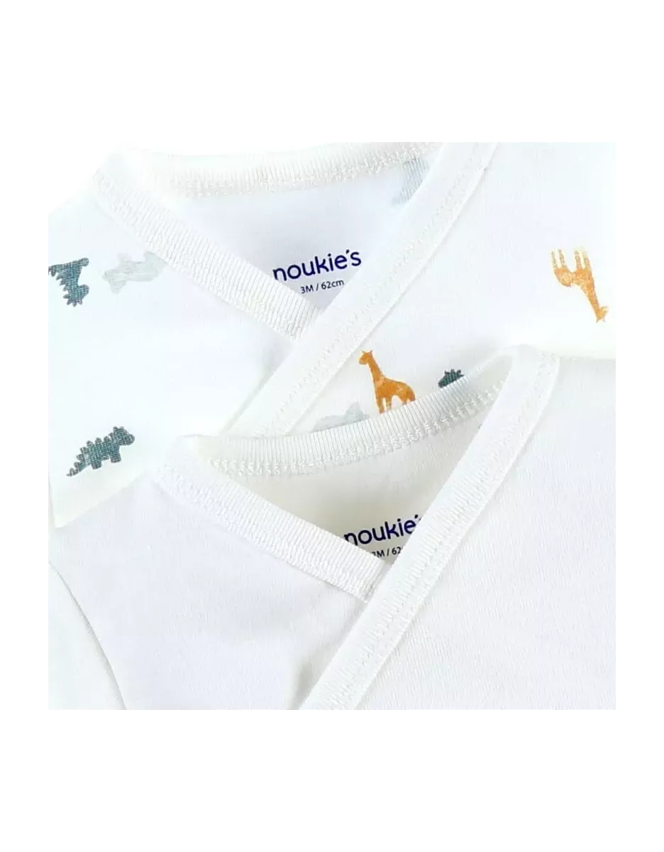 Lot de 2 bodies bébé manches longues jersey bio - dinosaures - Noukie's