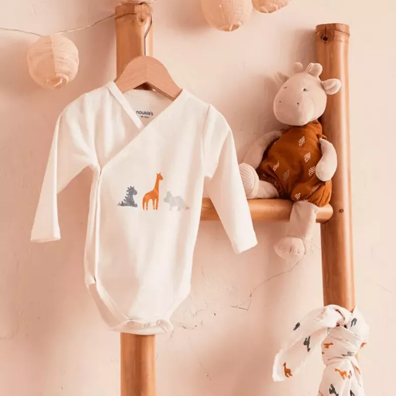 Lot de 2 bodies bébé manches longues jersey bio - dinosaures - Noukie's
