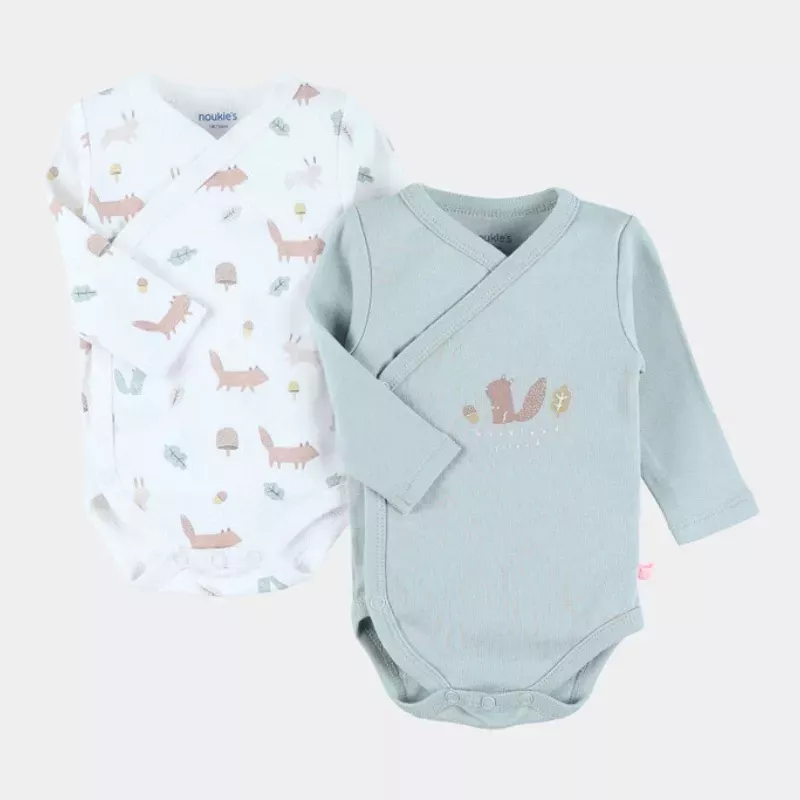 Lot de 2 bodies bébé manches longues jersey - fôret - Noukie's