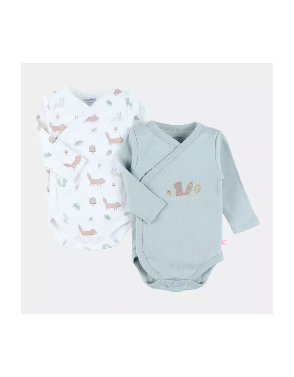 Lot de 2 bodies bébé manches longues jersey - fôret - Noukie's