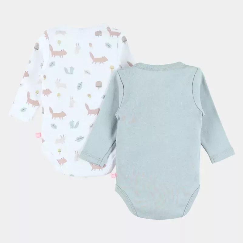 Lot de 2 bodies bébé manches longues jersey - fôret - Noukie's
