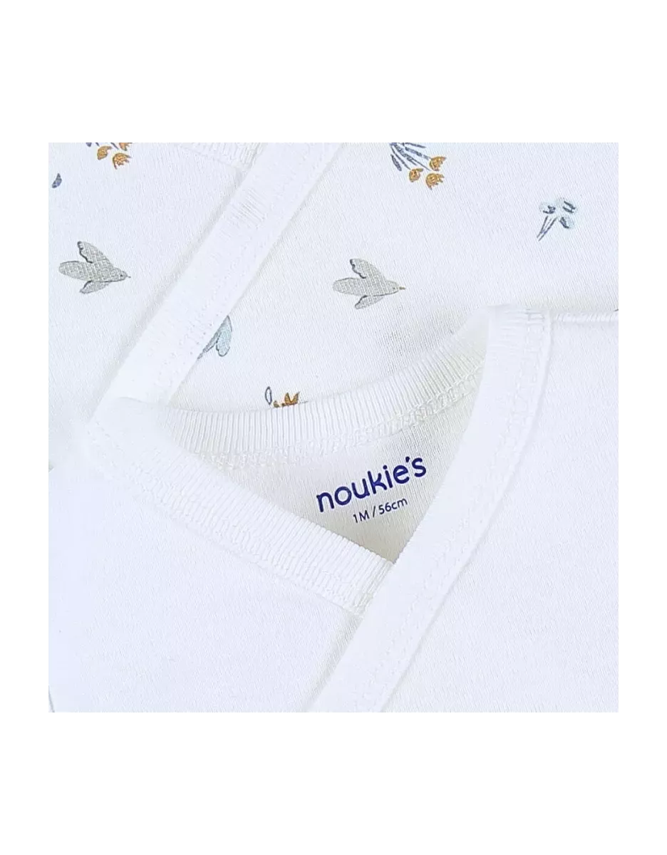 Lot de 2 bodies bébé manches longues jersey - petit oiseau et fleurs - Noukie's