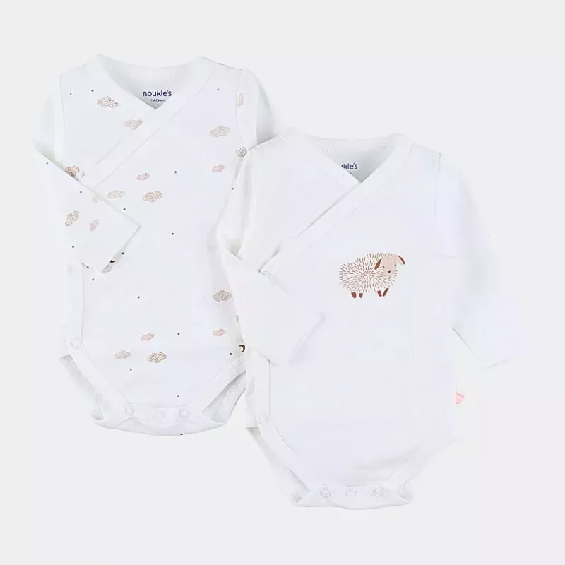 Lot de 2 bodies bébé manches longues jersey - mouton et nuages - Noukie's