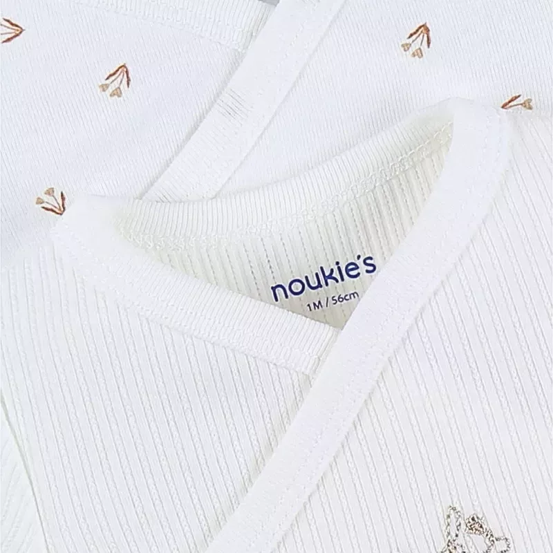 Lot de 2 bodies bébé manches longues jersey - fleurs petits cœurs - Noukie's