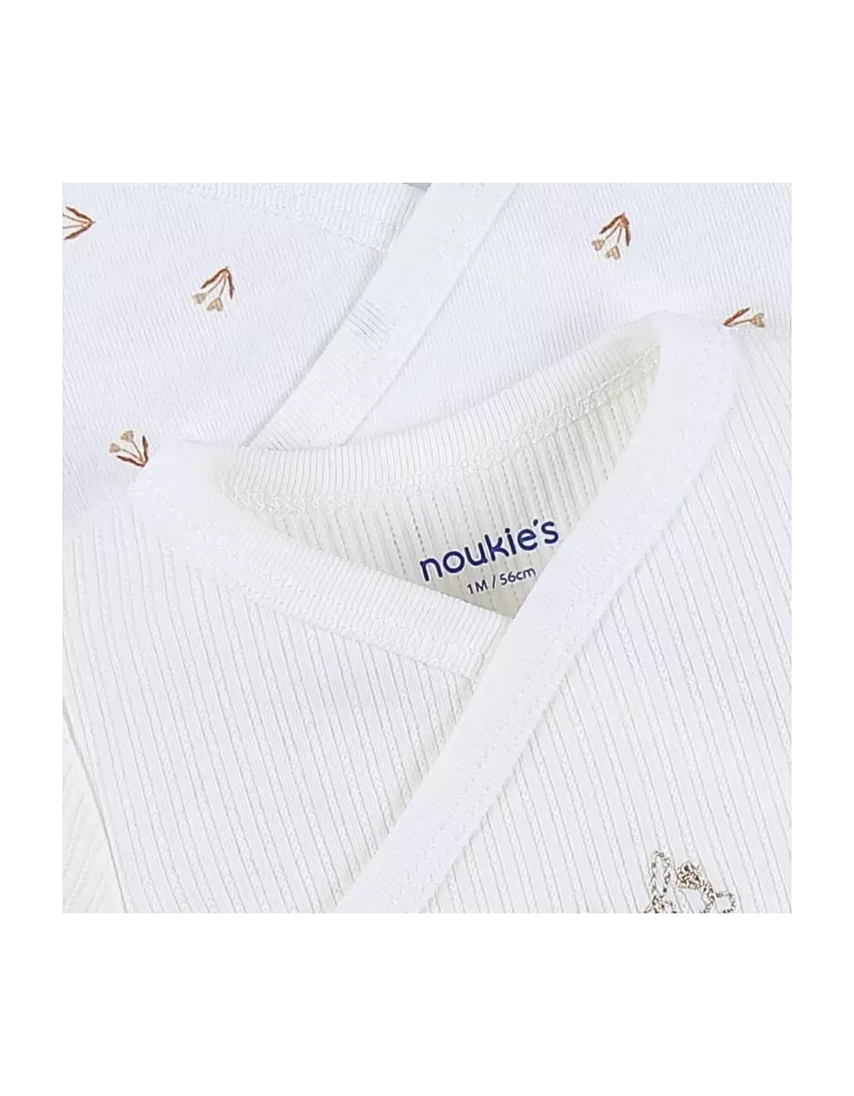 Lot de 2 bodies bébé manches longues jersey - fleurs petits cœurs - Noukie's