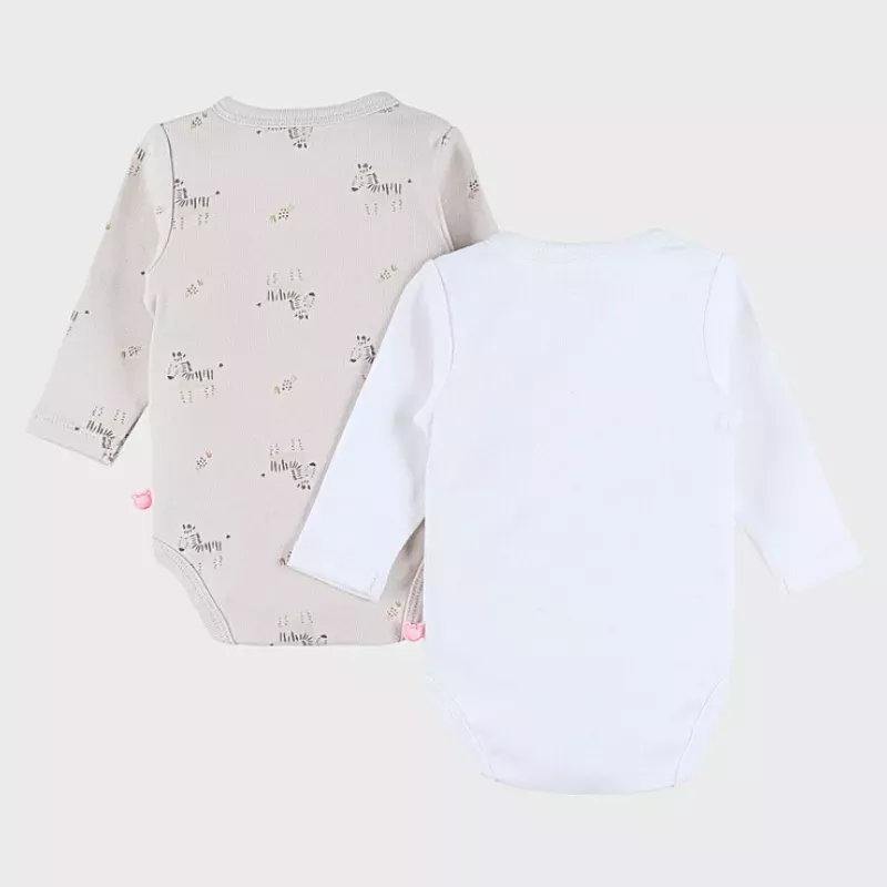 Lot de 2 bodies bébé manches longues jersey - zèbres - Noukie's