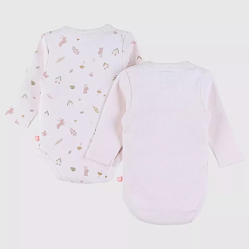 Lot de 2 bodies bébé manches longues jersey - lapin - Noukie's