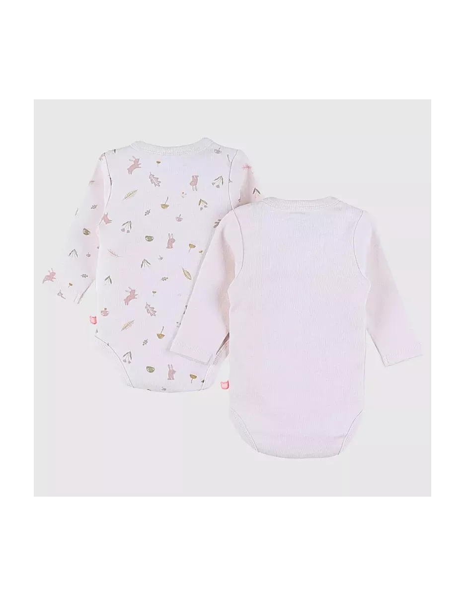 Lot de 2 bodies bébé manches longues jersey - lapin - Noukie's