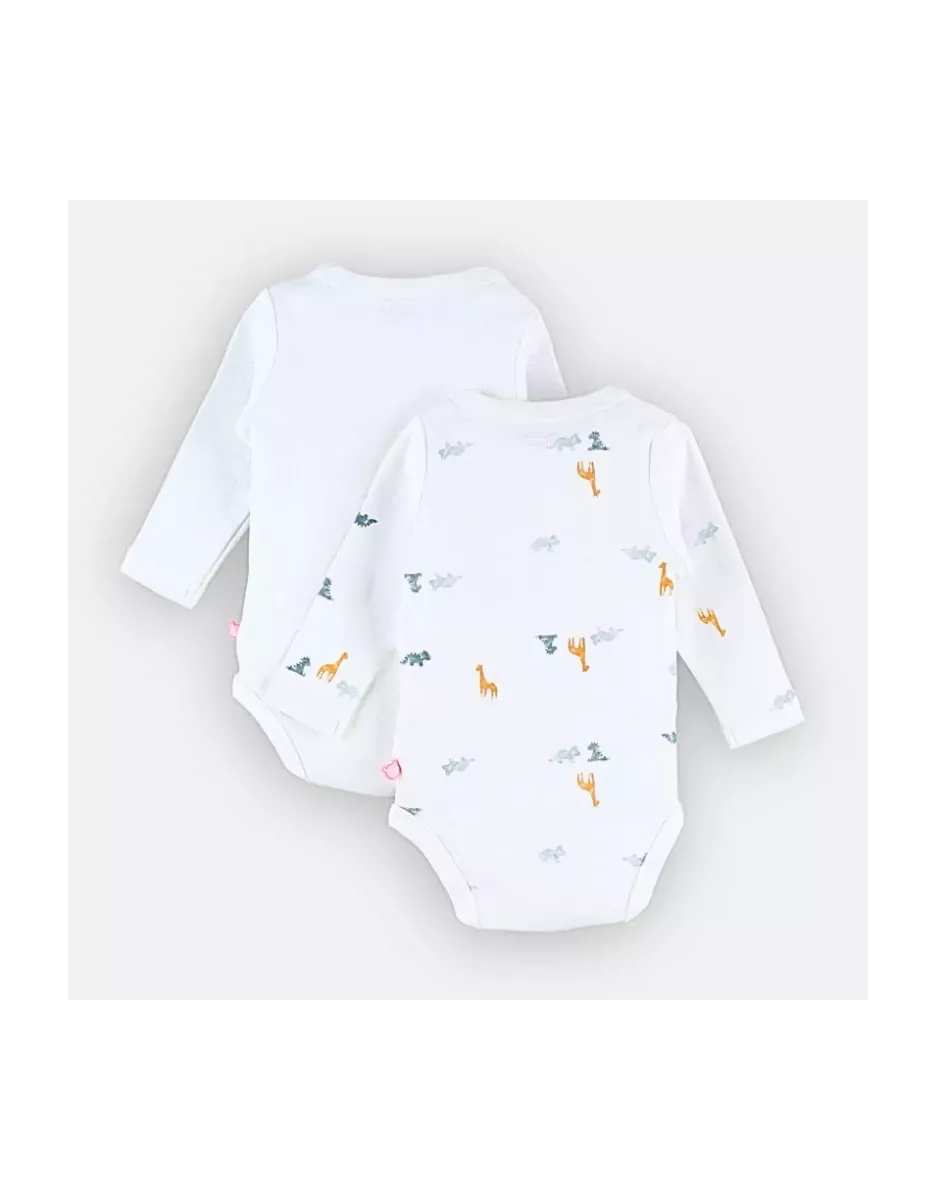 Lot de 2 bodies bébé manches longues jersey bio - dinosaures - Noukie's