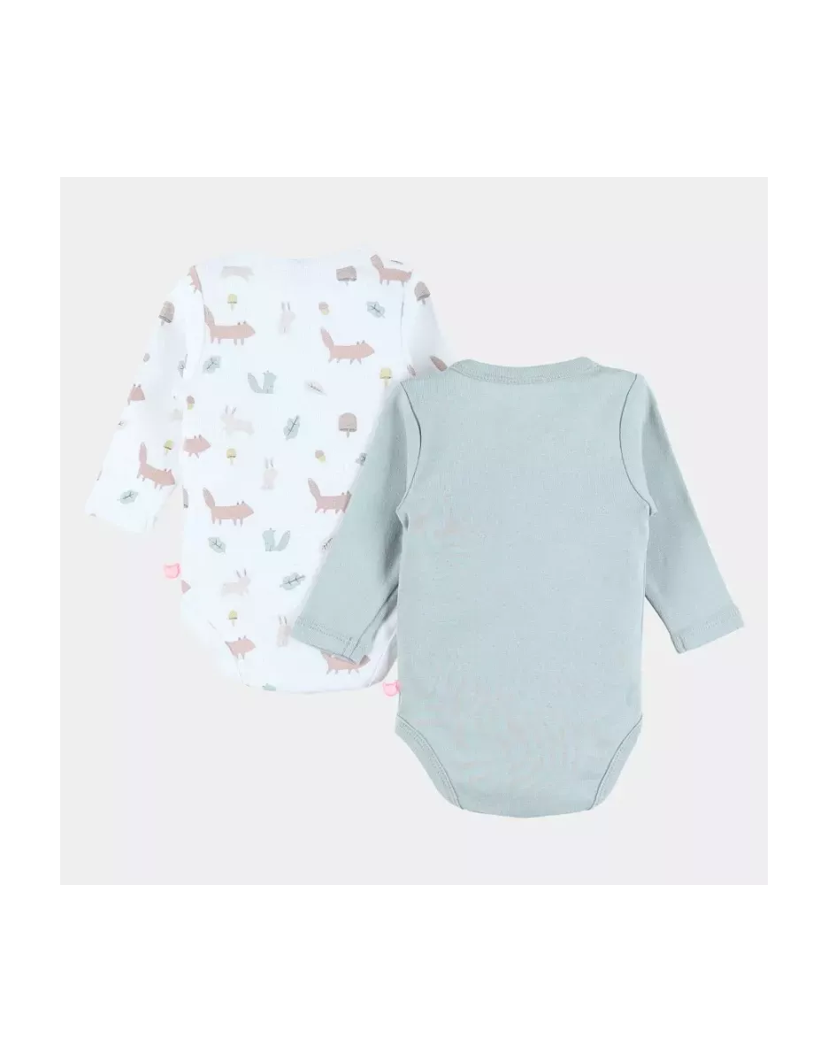 Lot de 2 bodies bébé manches longues jersey - fôret - Noukie's
