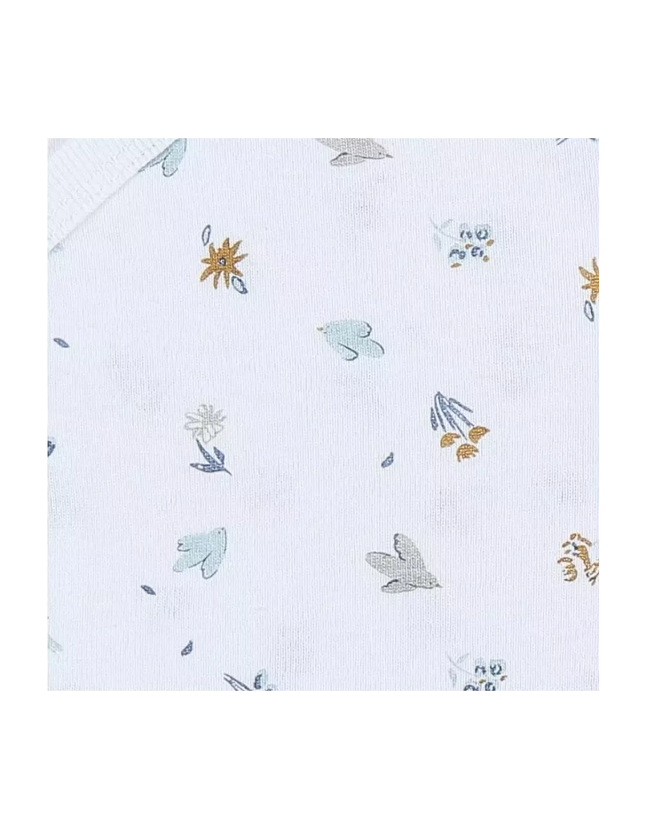 Lot de 2 bodies bébé manches longues jersey - petit oiseau et fleurs - Noukie's