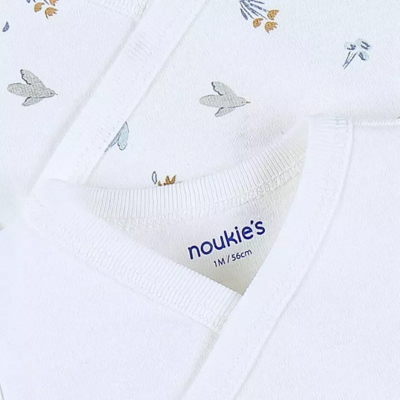 Lot de 2 bodies bébé manches longues jersey - petit oiseau et fleurs - Noukie's