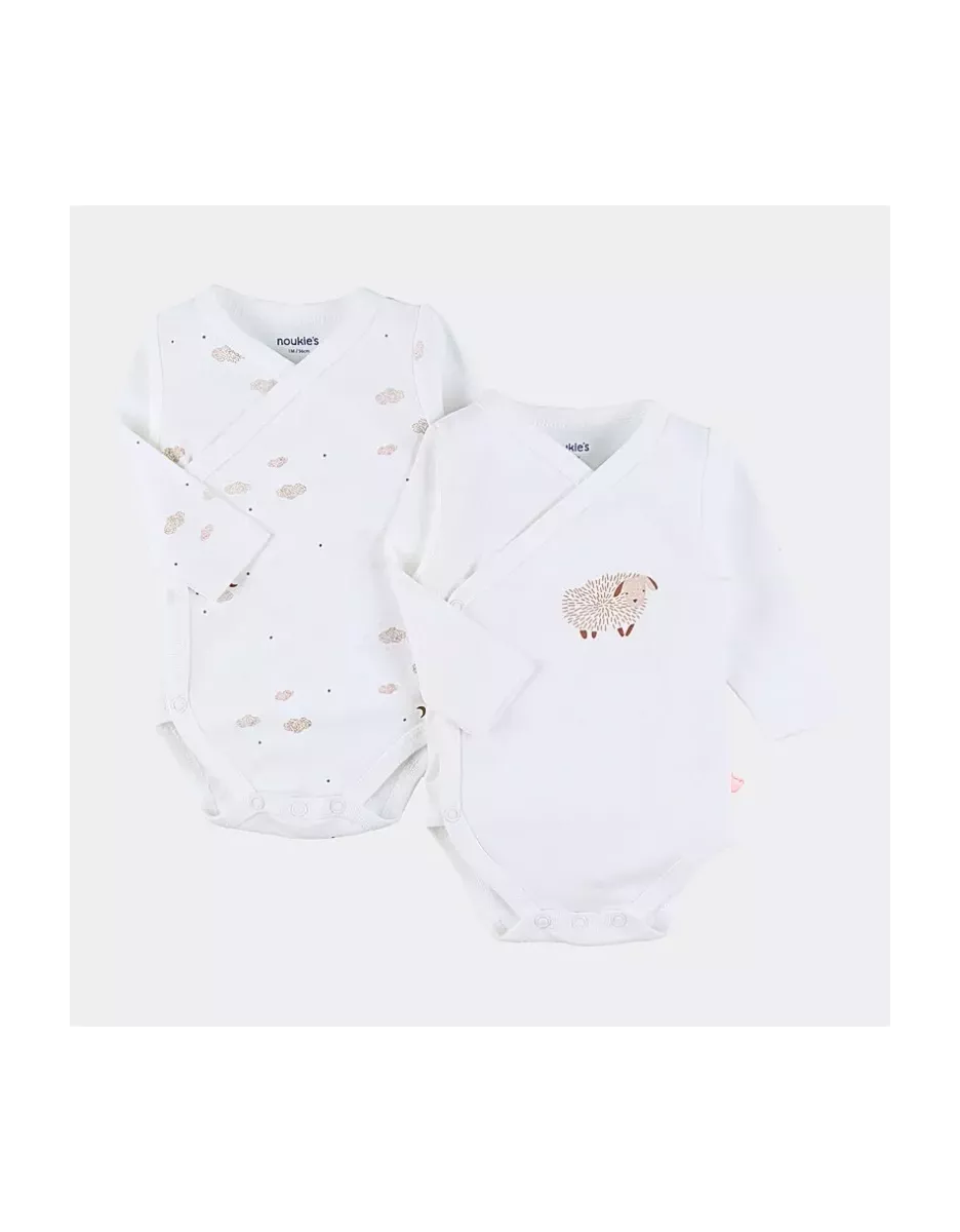Lot de 2 bodies bébé manches longues jersey - mouton et nuages - Noukie's