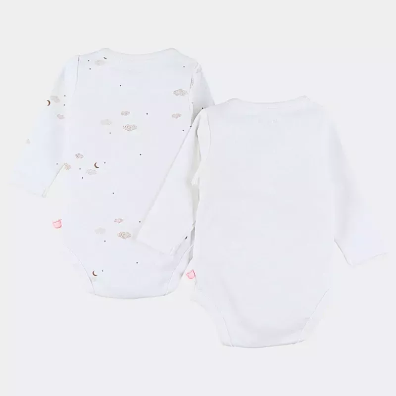 Lot de 2 bodies bébé manches longues jersey - mouton et nuages - Noukie's